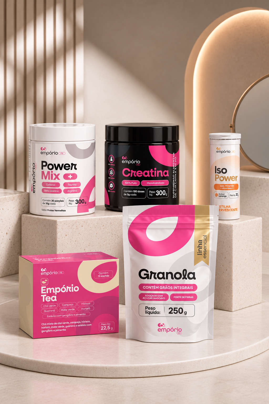 Set Fit (Creatina, Power Mix+, Iso Power, Empório Tea e Granola)
